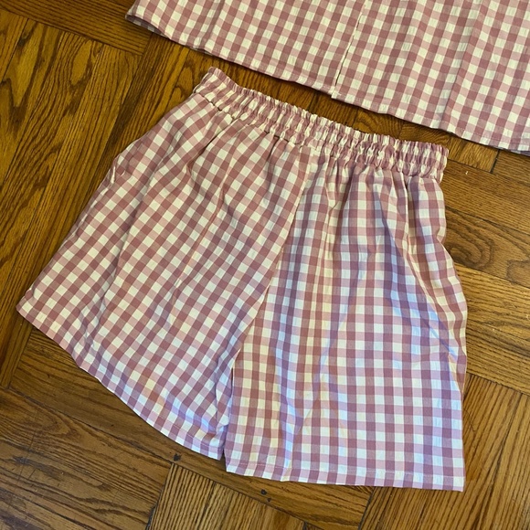 2 pieces pink white Vichy loungewear match set - Picture 4 of 7